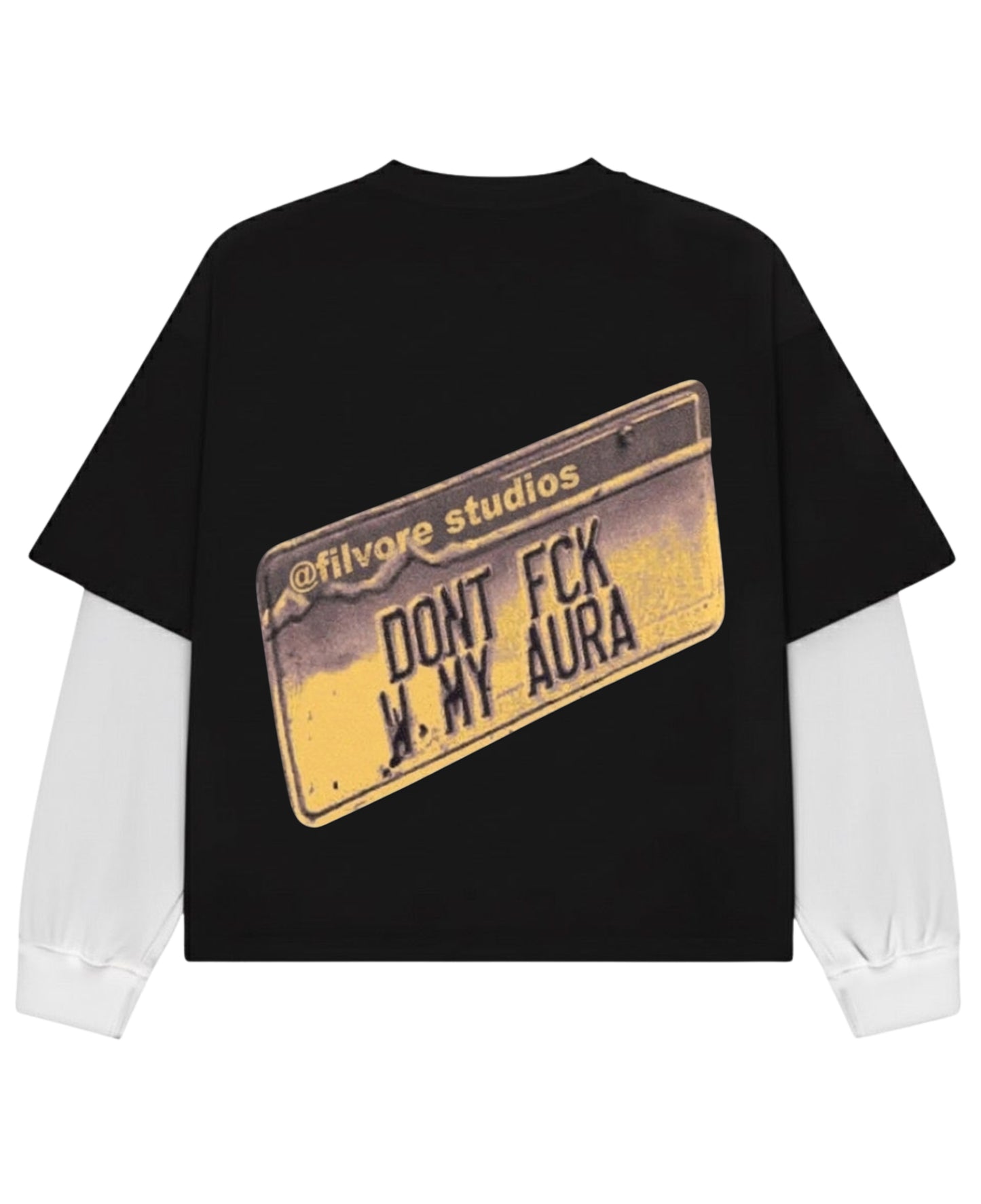 Black With White Sleeve Oversized Tee Back Design