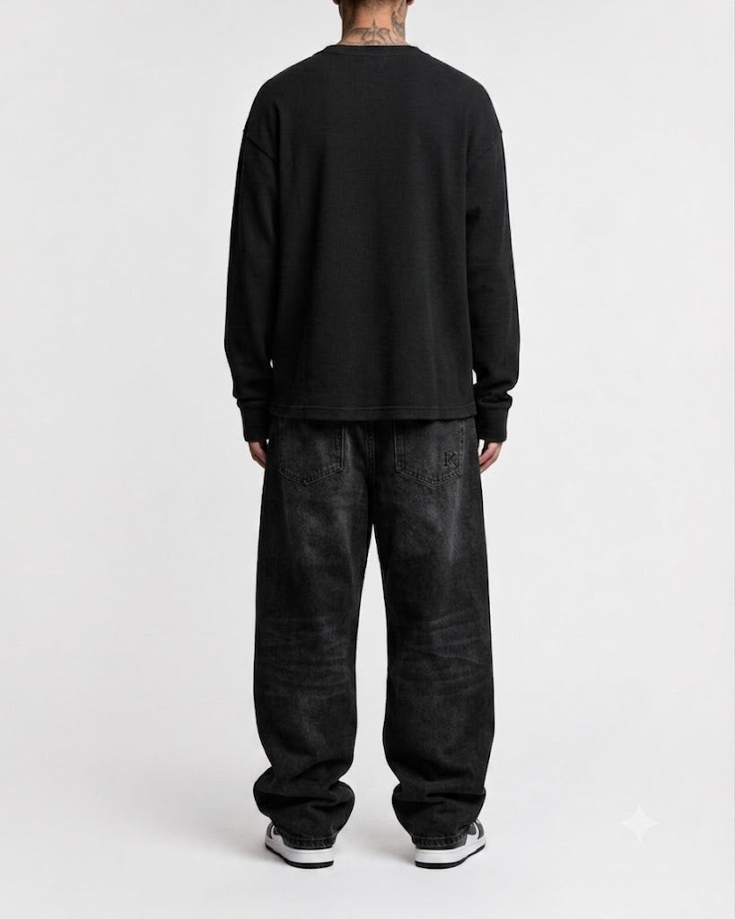 Filvore  Soild Henley Waffle Knit Tee
