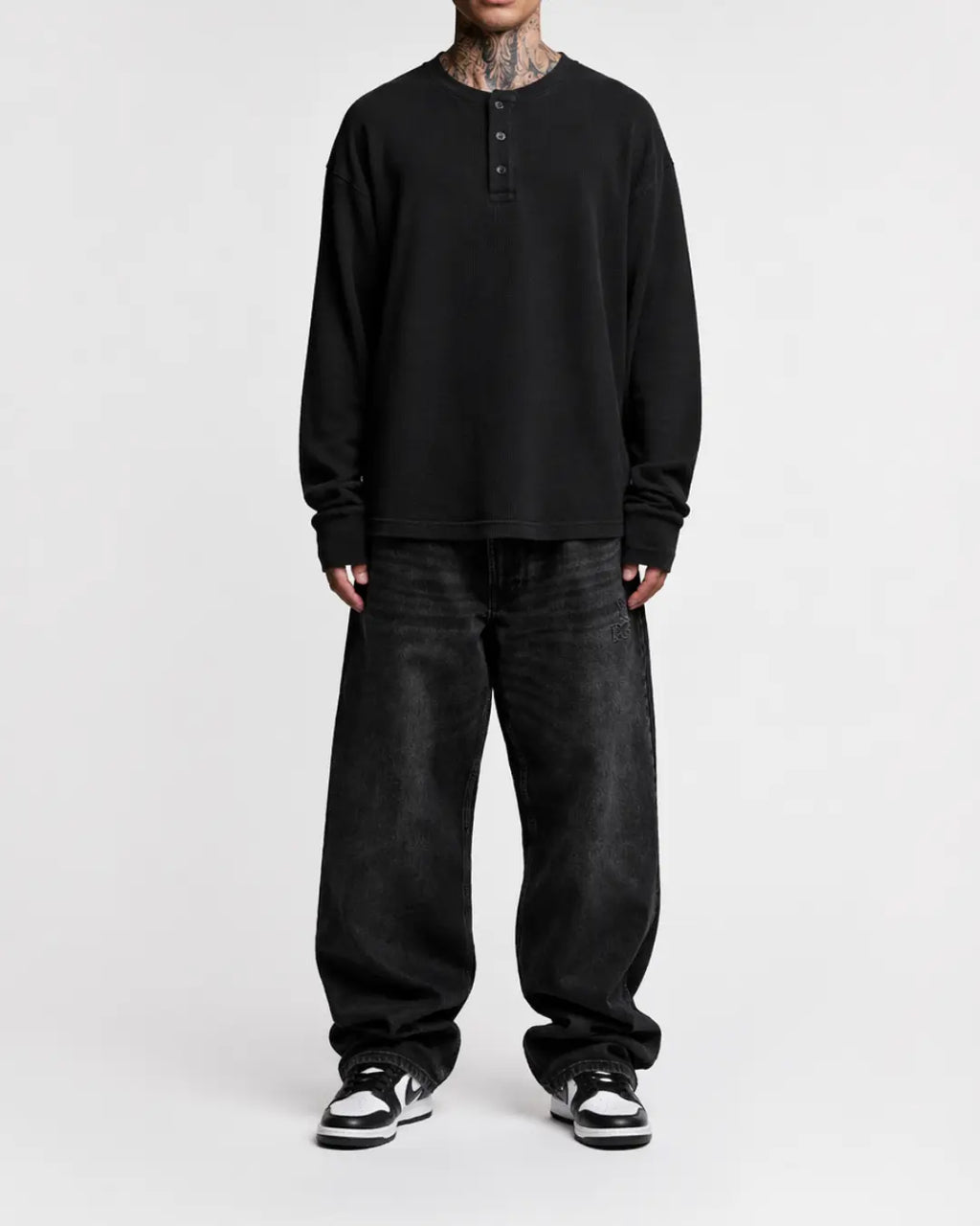 Filvore  Soild Henley Waffle Knit Tee Filvore
