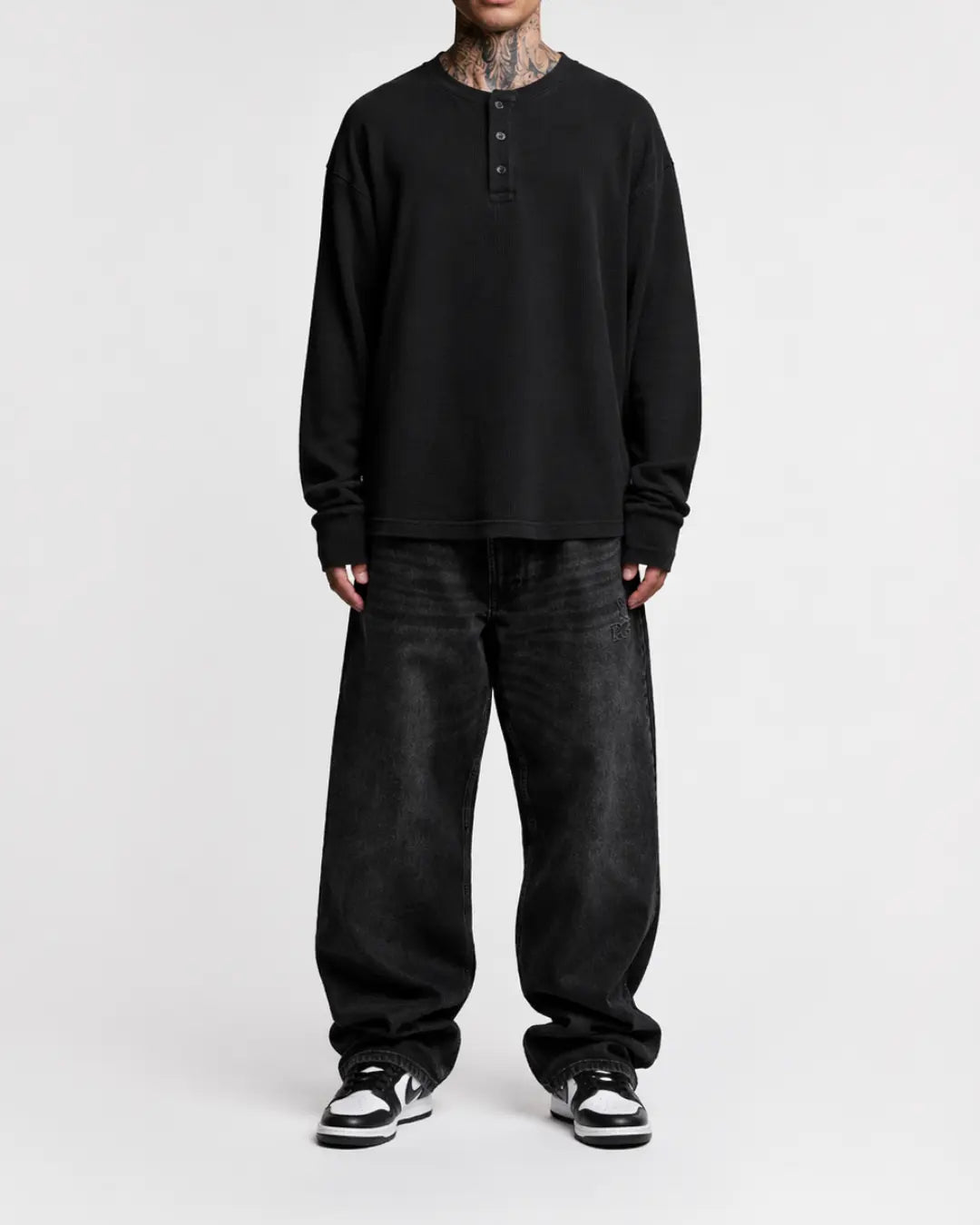 Filvore  Soild Henley Waffle Knit Tee Filvore