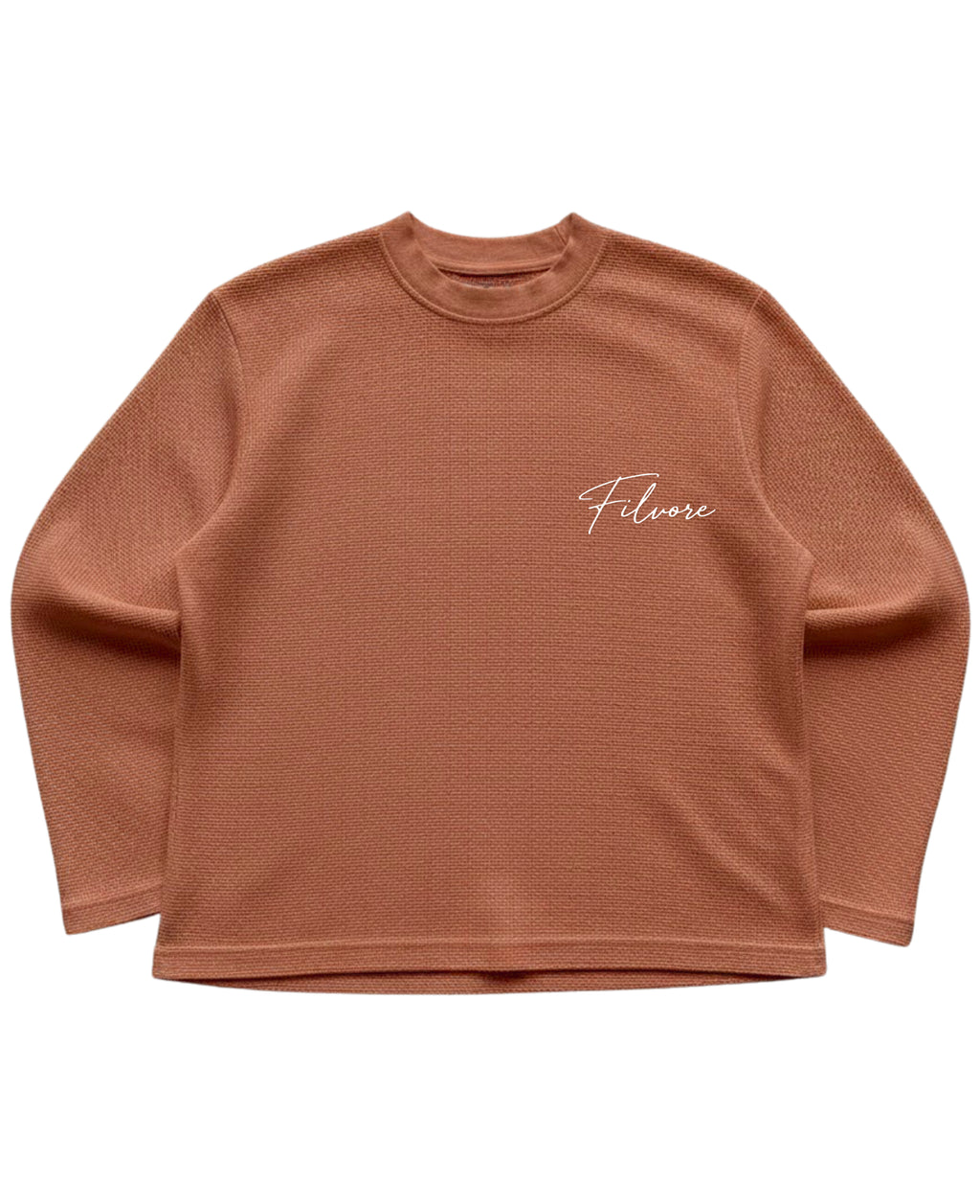 Brown waffle knit oversized full-sleeve Front Design