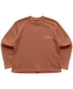 Brown waffle knit oversized full-sleeve Front Design