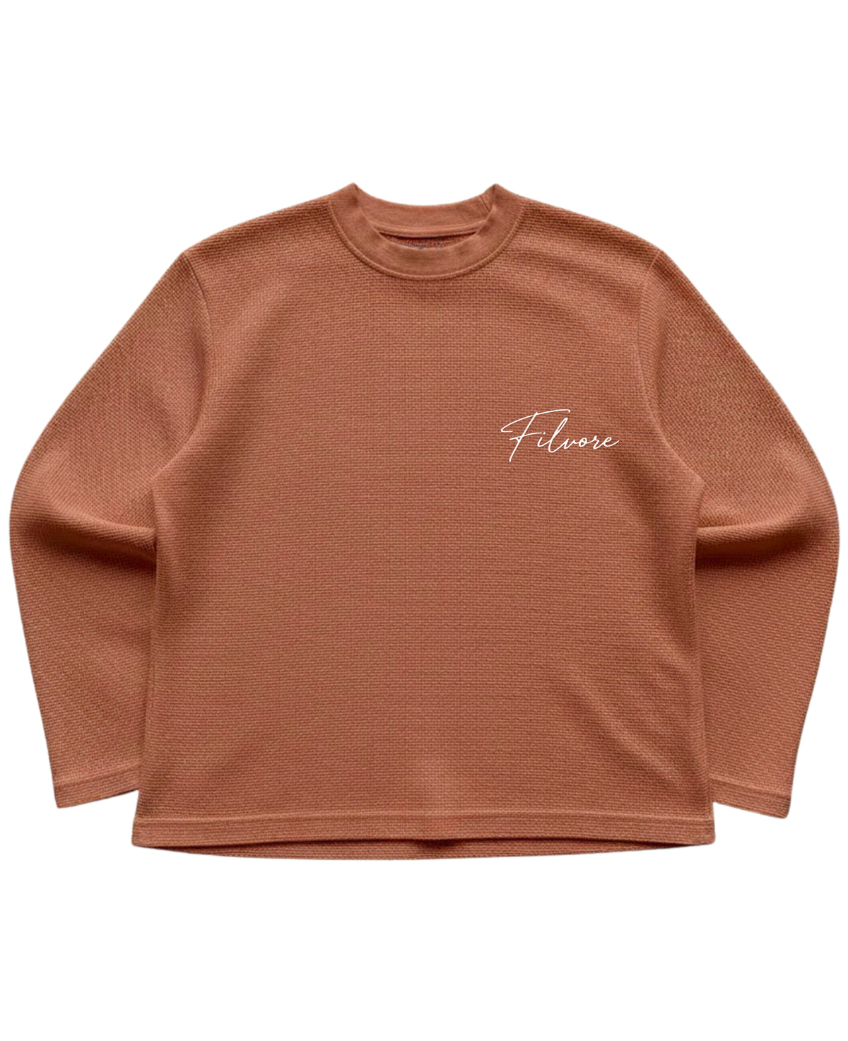 Brown waffle knit oversized full-sleeve Front Design