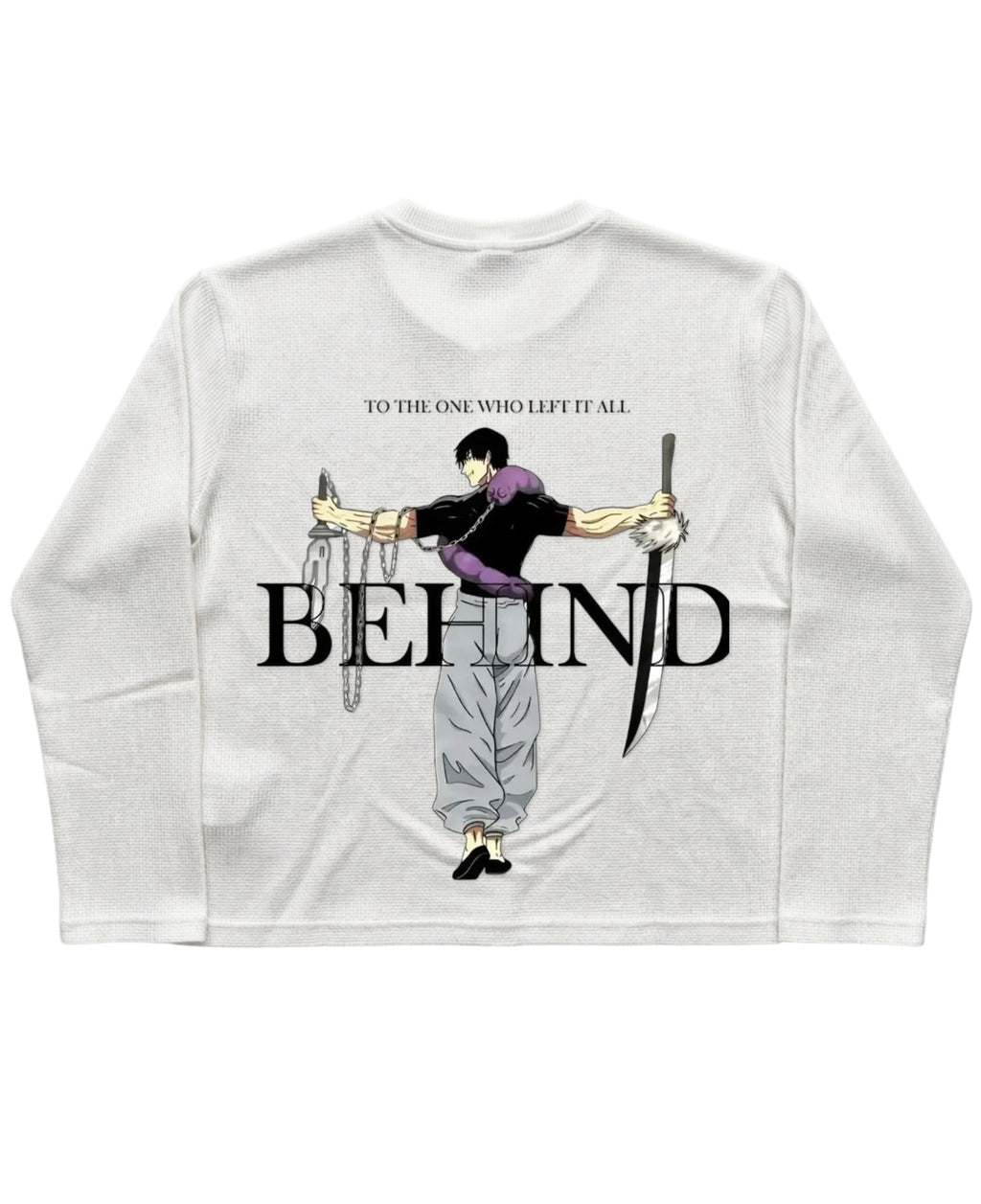 White Henley waffle knit Back Design