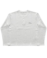 White Henley waffle knit Front Design