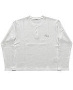 White Henley waffle knit Front Design