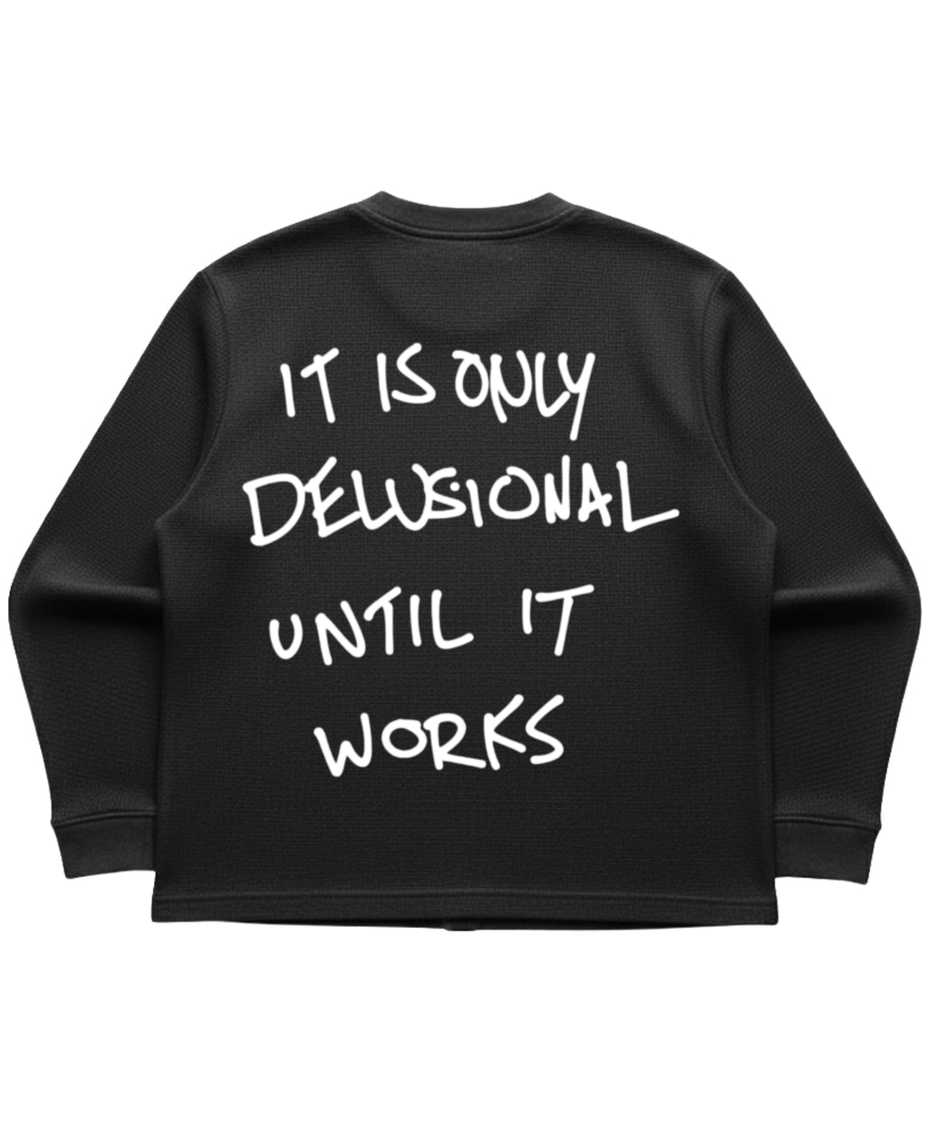 Black waffle knit oversized full-sleeve Back Design