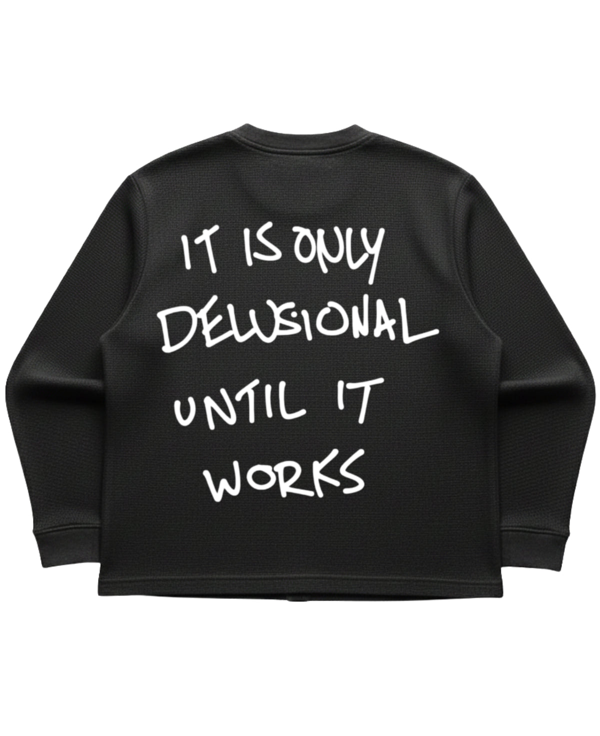 Black waffle knit oversized full-sleeve Back Design