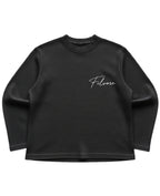 Black waffle knit oversized full-sleeve Front Design