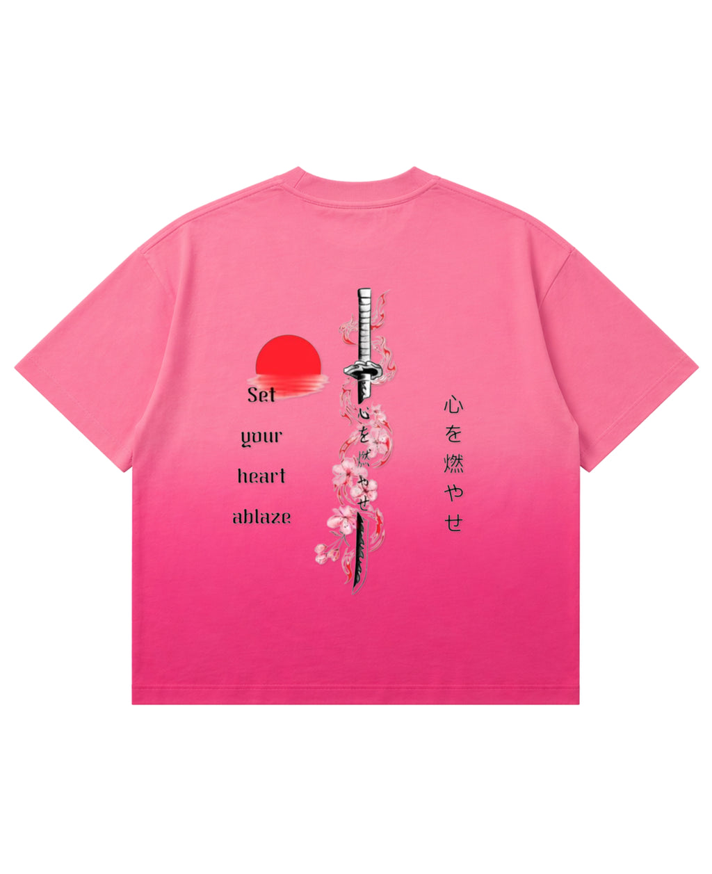 Pink Sunfade Ombré Wash Boxy Fit T-shirt Back Design