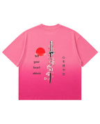 Pink Sunfade Ombré Wash Boxy Fit T-shirt Back Design