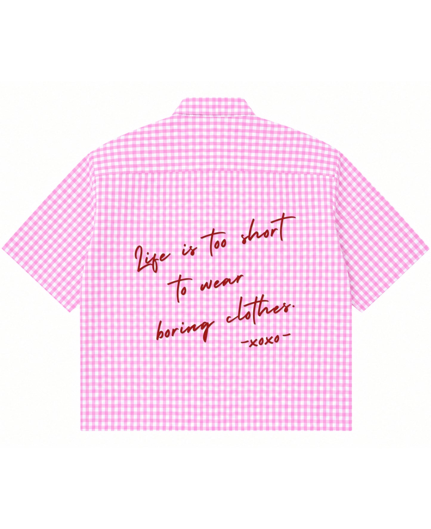Pink Gingham Oxford Boxy Shirt Back Design