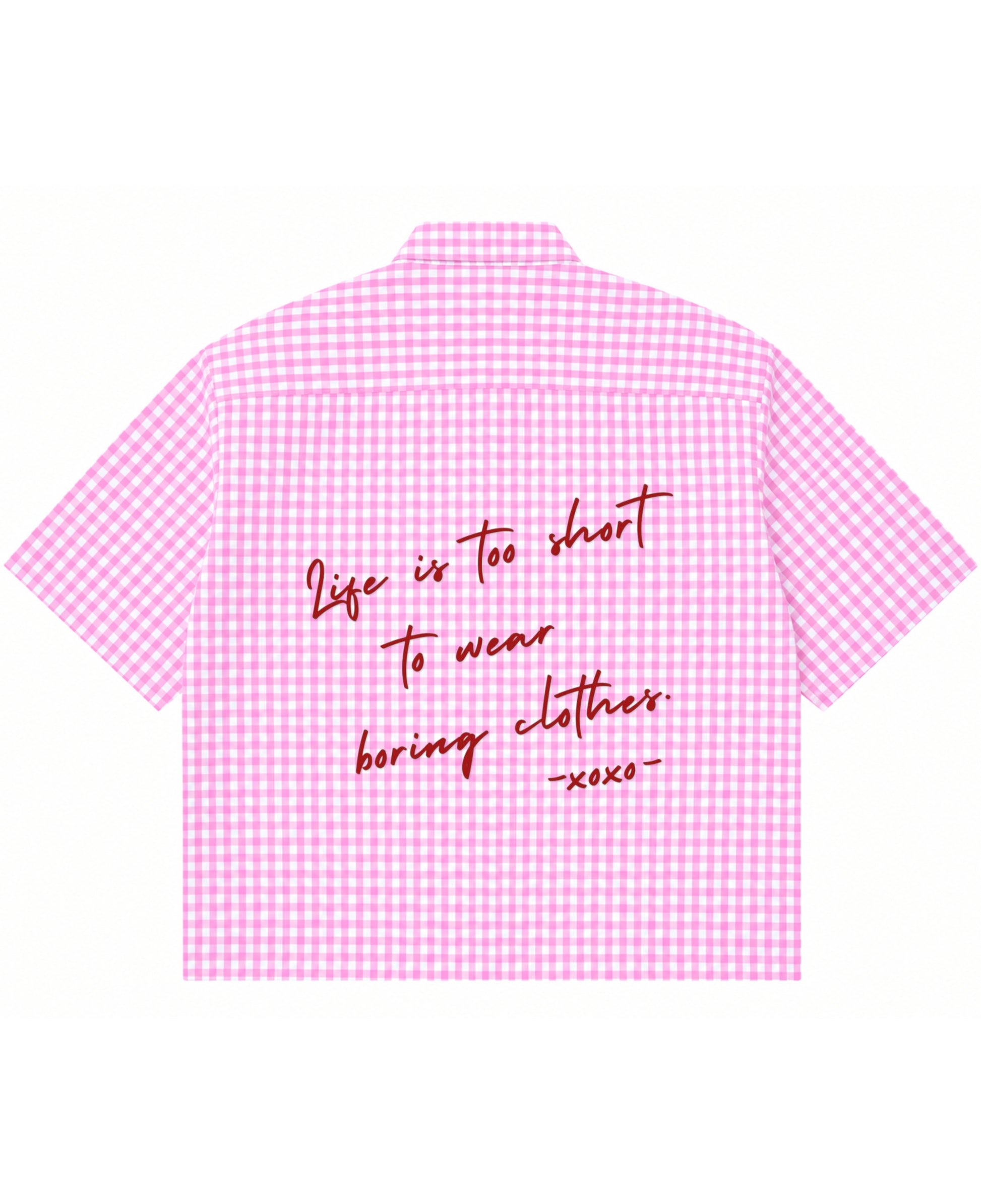 Pink Gingham Oxford Boxy Shirt Back Design