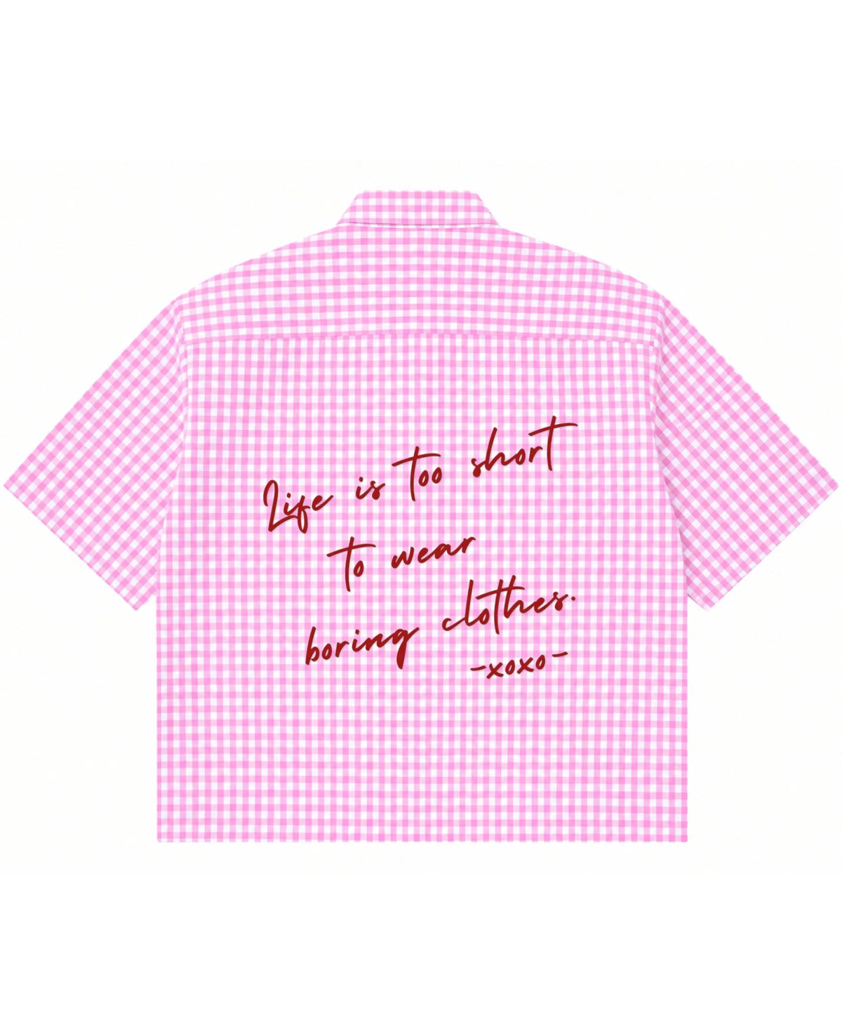 Pink Gingham Oxford Boxy Shirt Back Design