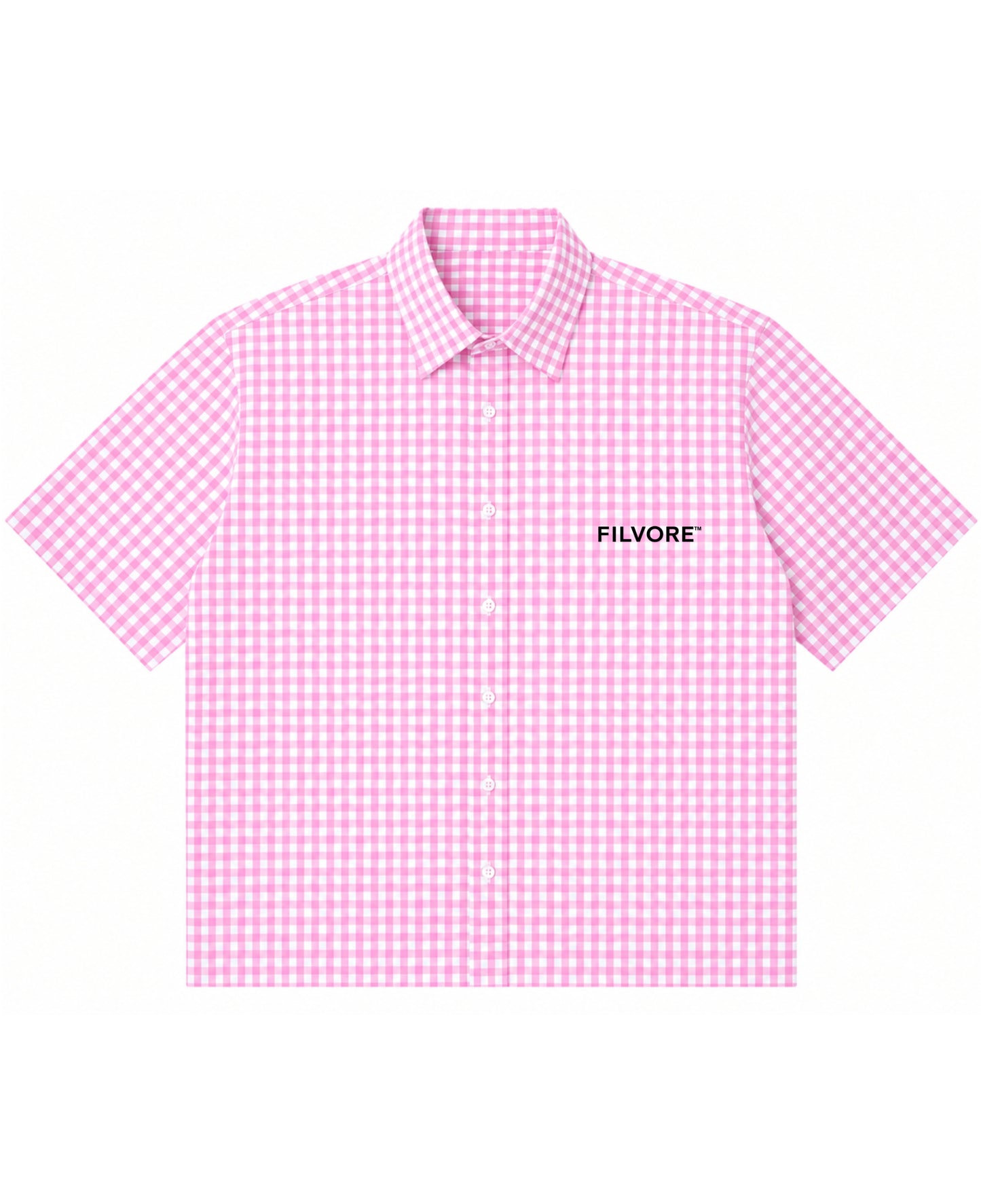 Pink Gingham Oxford Boxy Shirt Front Design