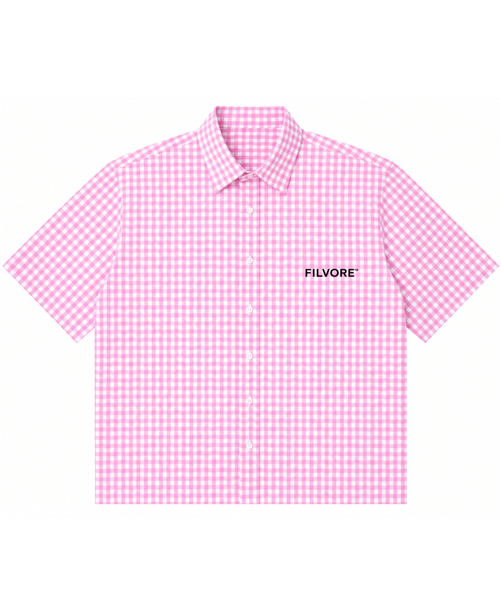 Pink Gingham Oxford Boxy Shirt Front Design