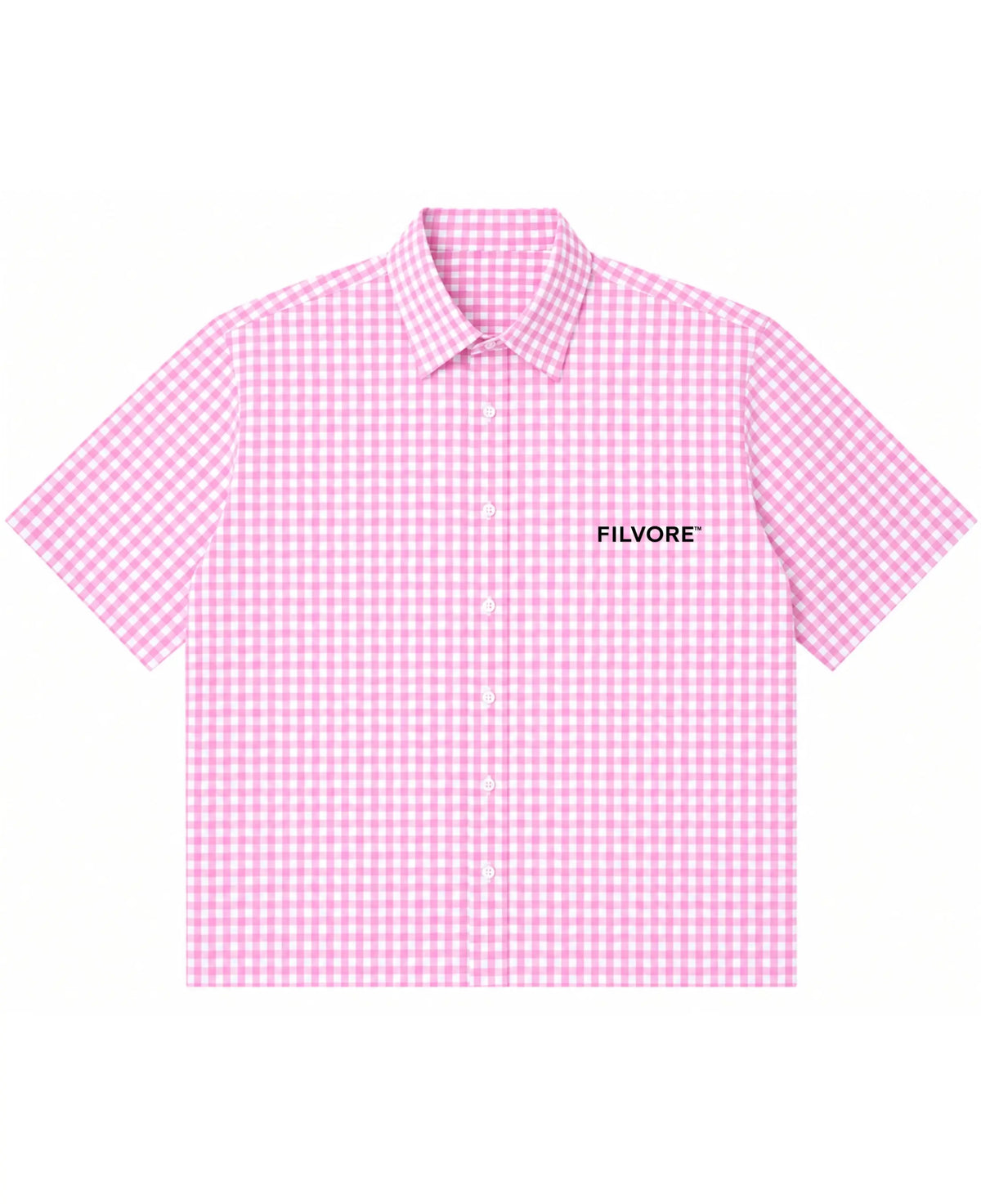 Pink Gingham Oxford Boxy Shirt Front Design