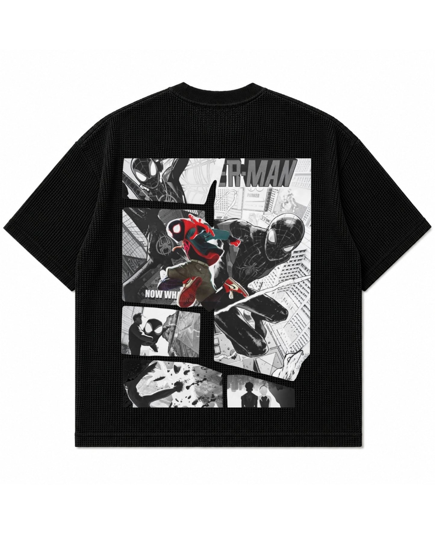 Black waffle boxy fit Back Design