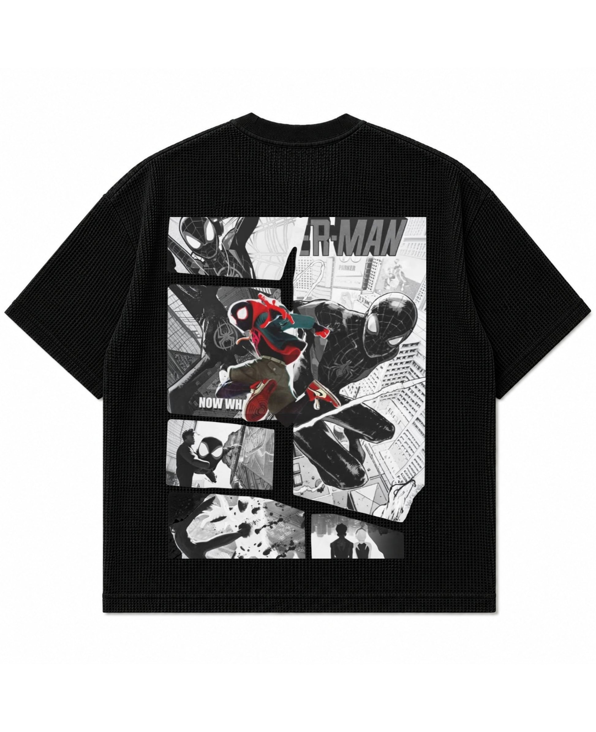 Black waffle boxy fit Back Design