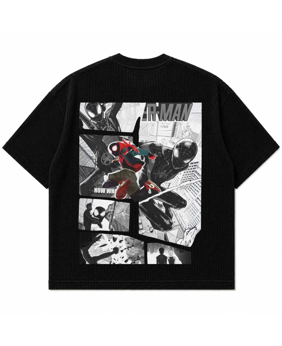 Black waffle boxy fit Back Design