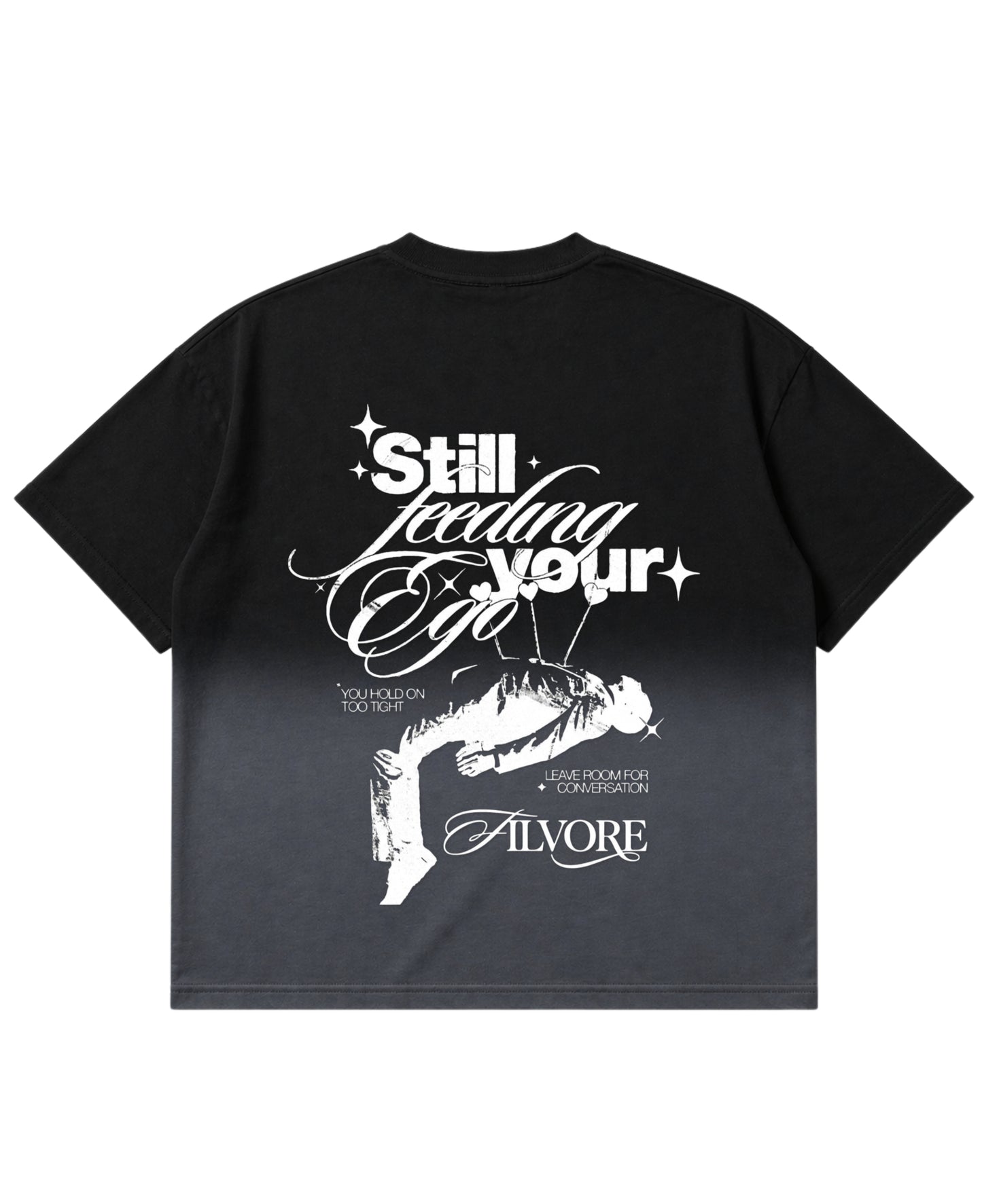 Black Ombré Wash Boxy Fit T-shirt Back Design