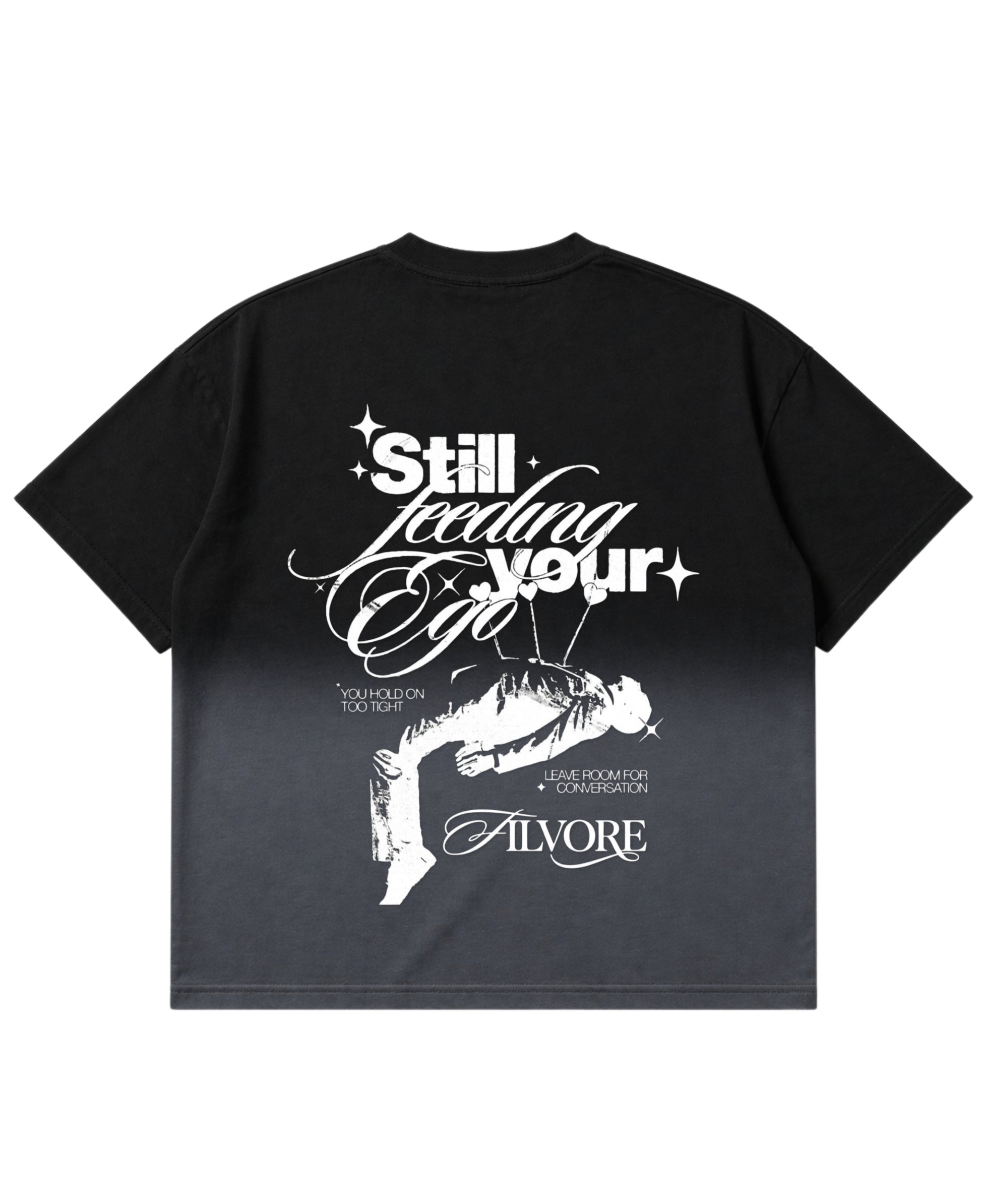 Black Ombré Wash Boxy Fit T-shirt Back Design