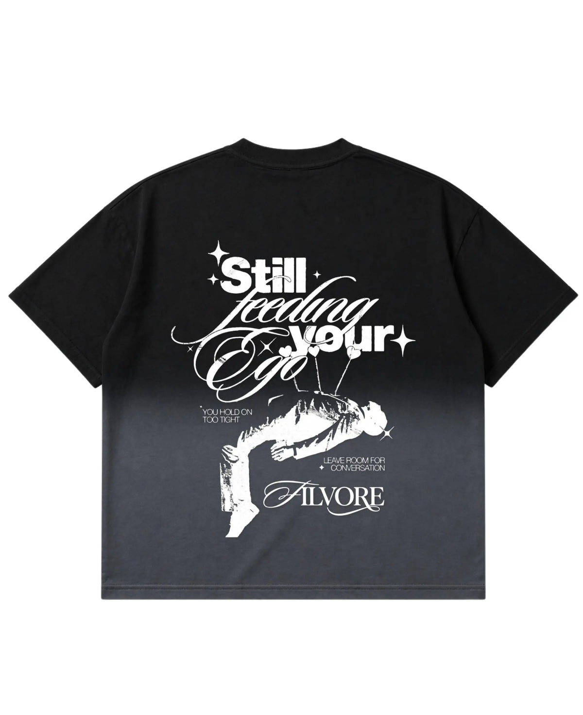 Black Ombré Wash Boxy Fit T-shirt Back Design