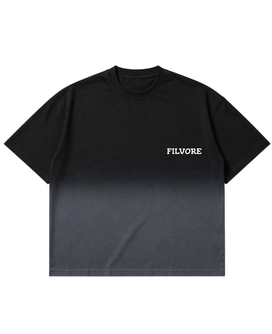 Black Ombré Wash Boxy Fit T-shirt Front Design