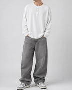 Filvore White Henley Waffle Knit Tee Filvore