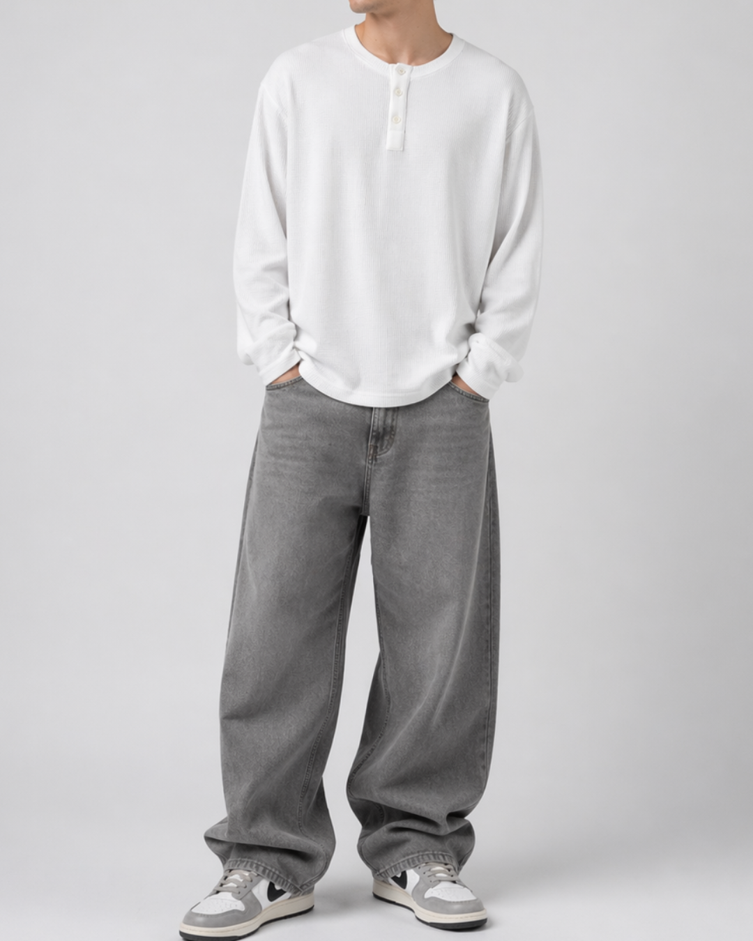 Filvore White Henley Waffle Knit Tee