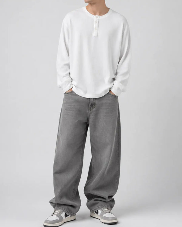 Filvore White Henley Waffle Knit Tee Filvore